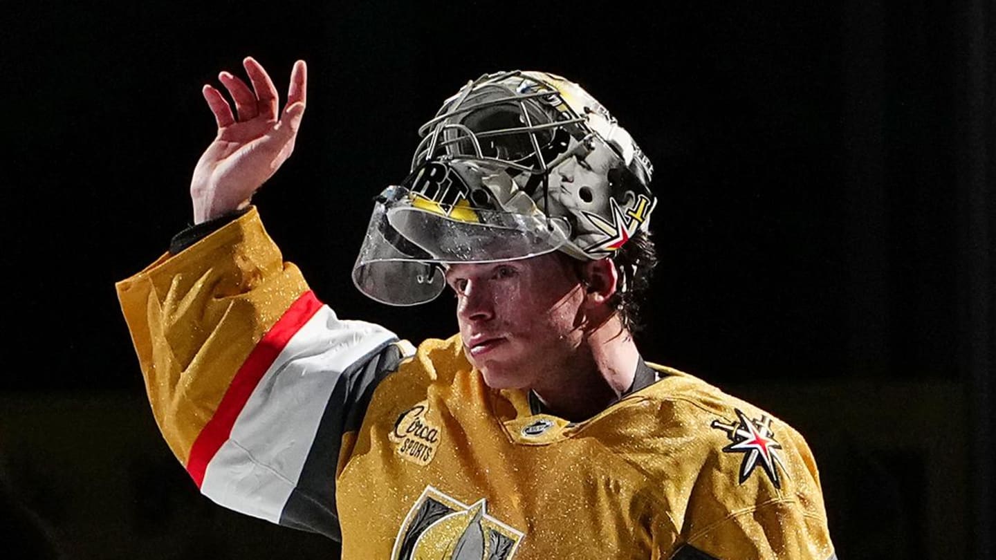 Vegas Golden Knights' Carter Hart Gets Emotional After Return to Ice