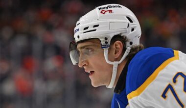 Dec 3, 2025; Philadelphia, Pennsylvania, USA; Buffalo Sabres center Tage Thompson (72) against the Philadelphia Flyers during the first period at Xfinity Mobile Arena. Mandatory Credit: Eric Hartline-Imagn Images