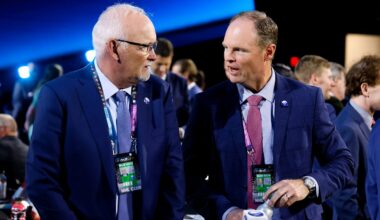 Buffalo Sabres head coach Lindy Ruff and general manager Kevyn Adams