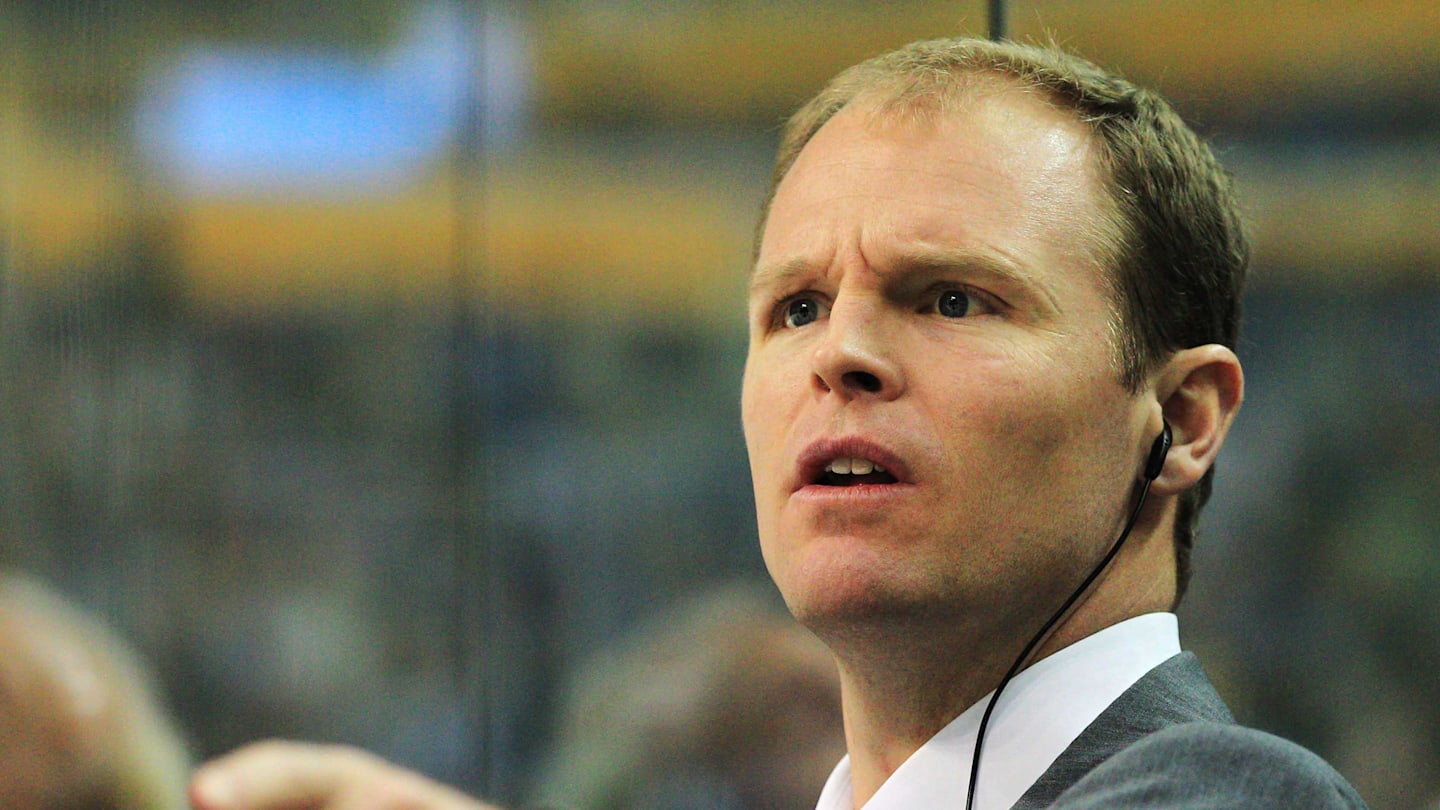 Mar 24, 2012; Buffalo, NY, USA; Buffalo Sabres coach Kevyn Adams during the game against the Minnesota Wild at the First Niagara Center. Sabres beat the Wild 3-1. Mandatory Credit: Kevin Hoffman-Imagn Images