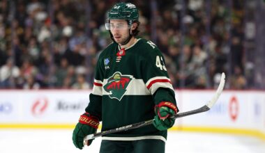 Former Vancouver Canucks defenseman Quinn Hughes, who was traded to the Minnesota Wild amid interest from the Buffalo Sabres.