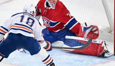 Jakub Dobes stops 27 shots in the Canadiens' 4-1 victory over the Oilers