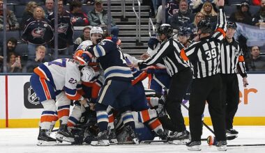 A massive brawl erupted in Sunday's New York Islanders and Columbus Blue Jackets game