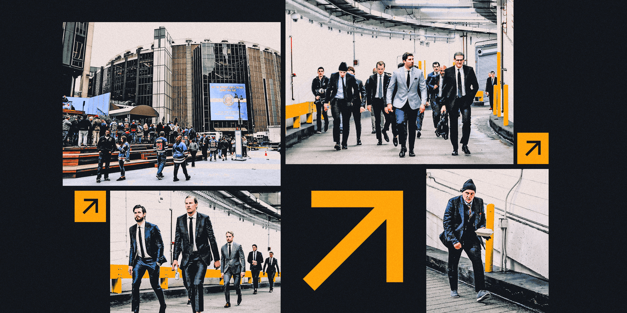 Madison Square Garden’s 5-story entrance ramp is the steep price of admission for visiting athletes