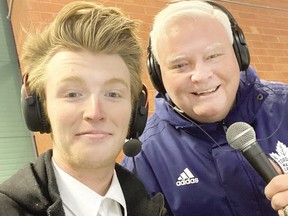 David Bowen and his legendary play-by-play-calling dad Joe Bowen.