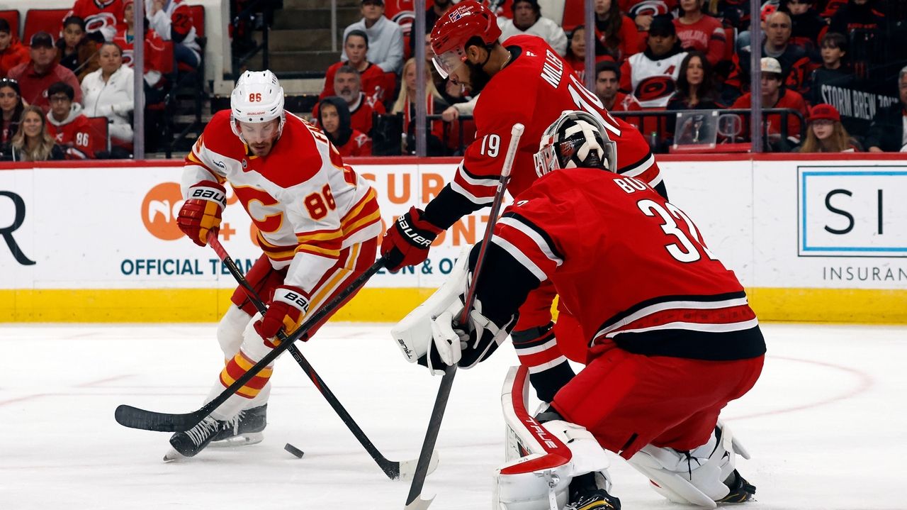 Bussi makes 15 saves for 1st NHL shutout, Ehlers scores in OT in Hurricanes' 1-0 win over Flames