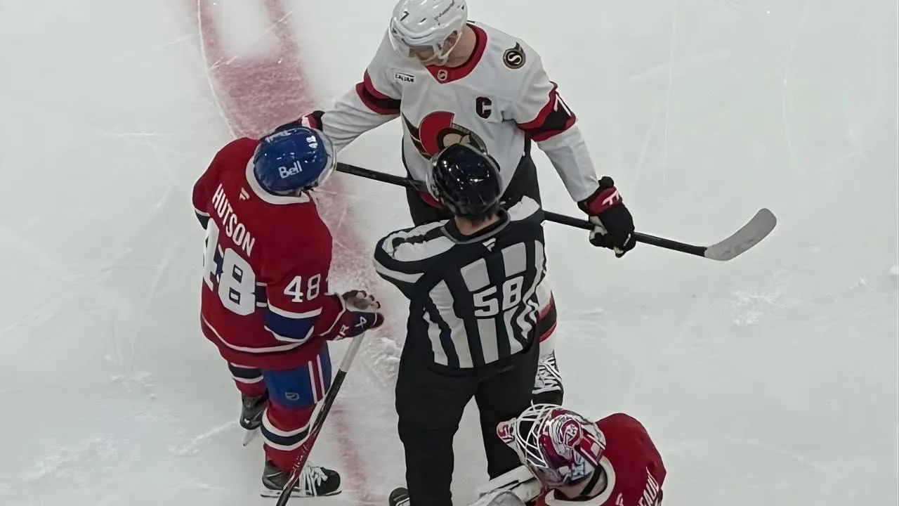Scene not shown on TV highlights an exchange between Hutson and Tkachuk