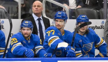 Bruised Blues, Bruins battle as Jim Montgomery returns to Boston