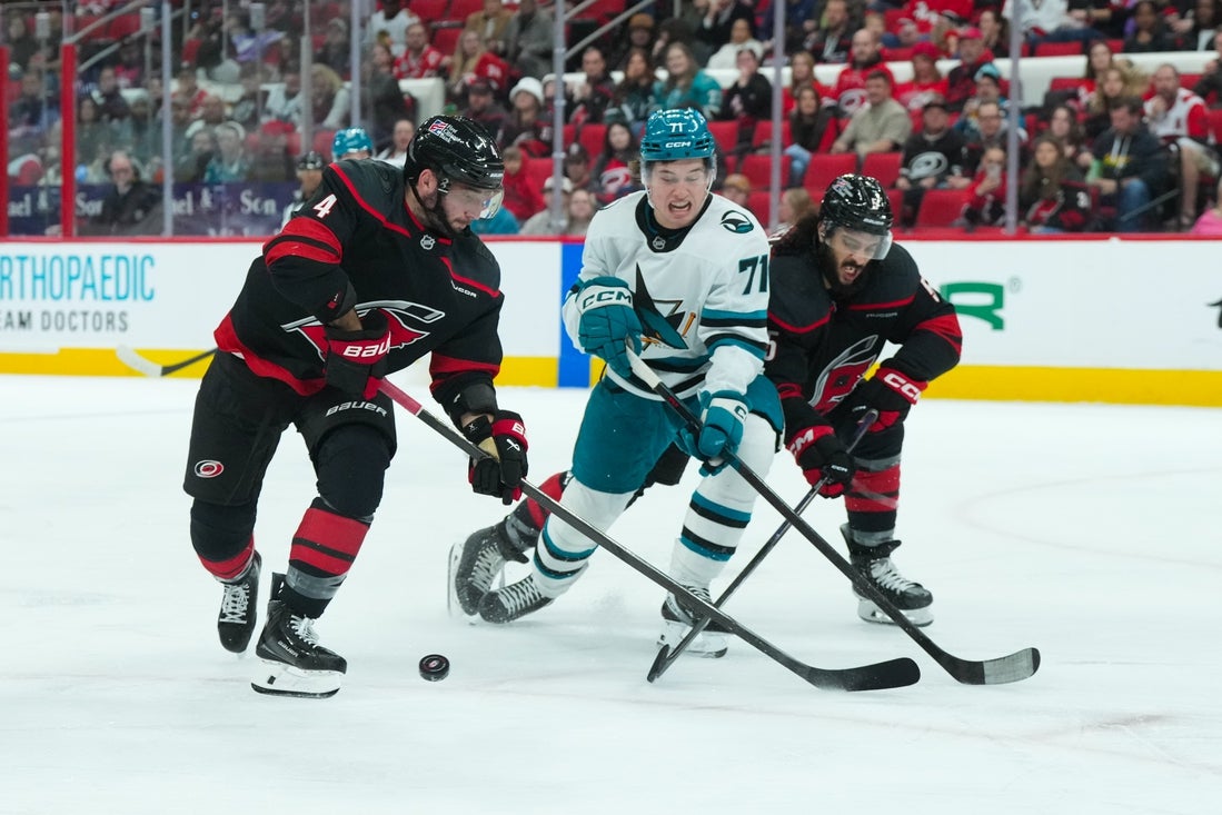 Macklin Celebrini helps Sharks earn rare win over Hurricanes