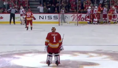 John Gibson gets rowdy in Red Wings vs. Flames Wednesday night