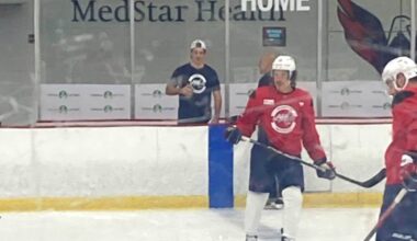 Ryan Leonard makes brief cameo at Capitals practice after injury announcement