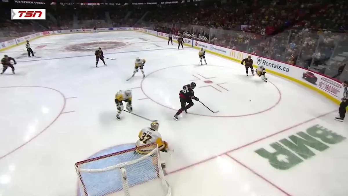 Brady Tkachuk with a Powerplay Goal vs. Pittsburgh Penguins