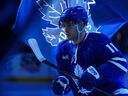 Max Domi #11 of the Toronto Maple Leafs steps onto the ice for the first period against the Edmonton Oilers at Scotiabank Arena on December 13, 2025 in Toronto, Ontario, Canada.