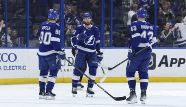 Lightning cruise past Blues behind 3 points from Darren Raddysh