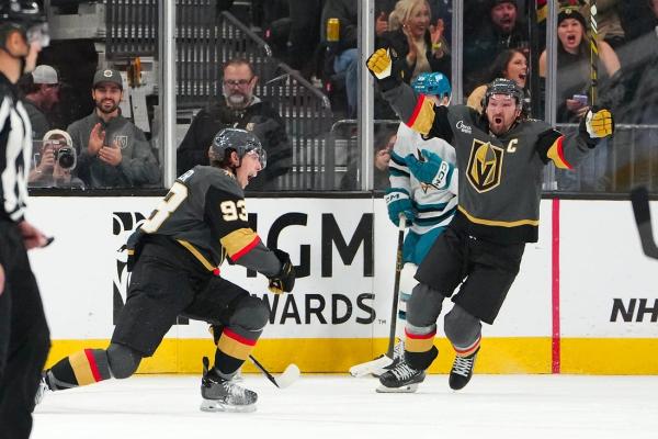 Golden Knights erupt for 5 goals in 1st, maintain dominance over Sharks