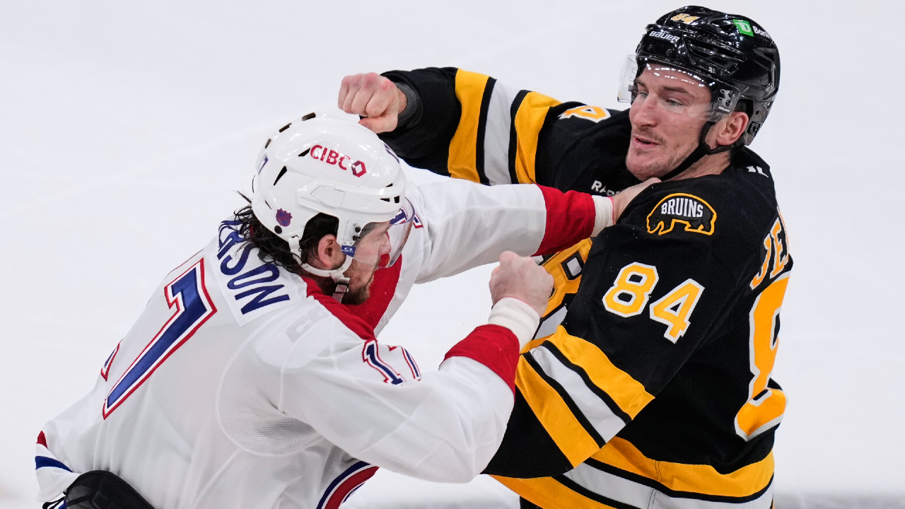Old rivals Bruins, Canadiens drop gloves at opening faceoff, again later in first
