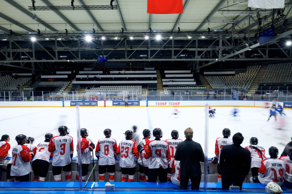 General view inside the stadium during the 2026 IIHF U20 World Championship Division Group B match between Estonia and Japan at Milano Rho Ice Hockey Arena on December 08, 2025 in Milan, Italy. The event serves as test event for the upcoming Milano Cortina 2026 Winter Olympics.