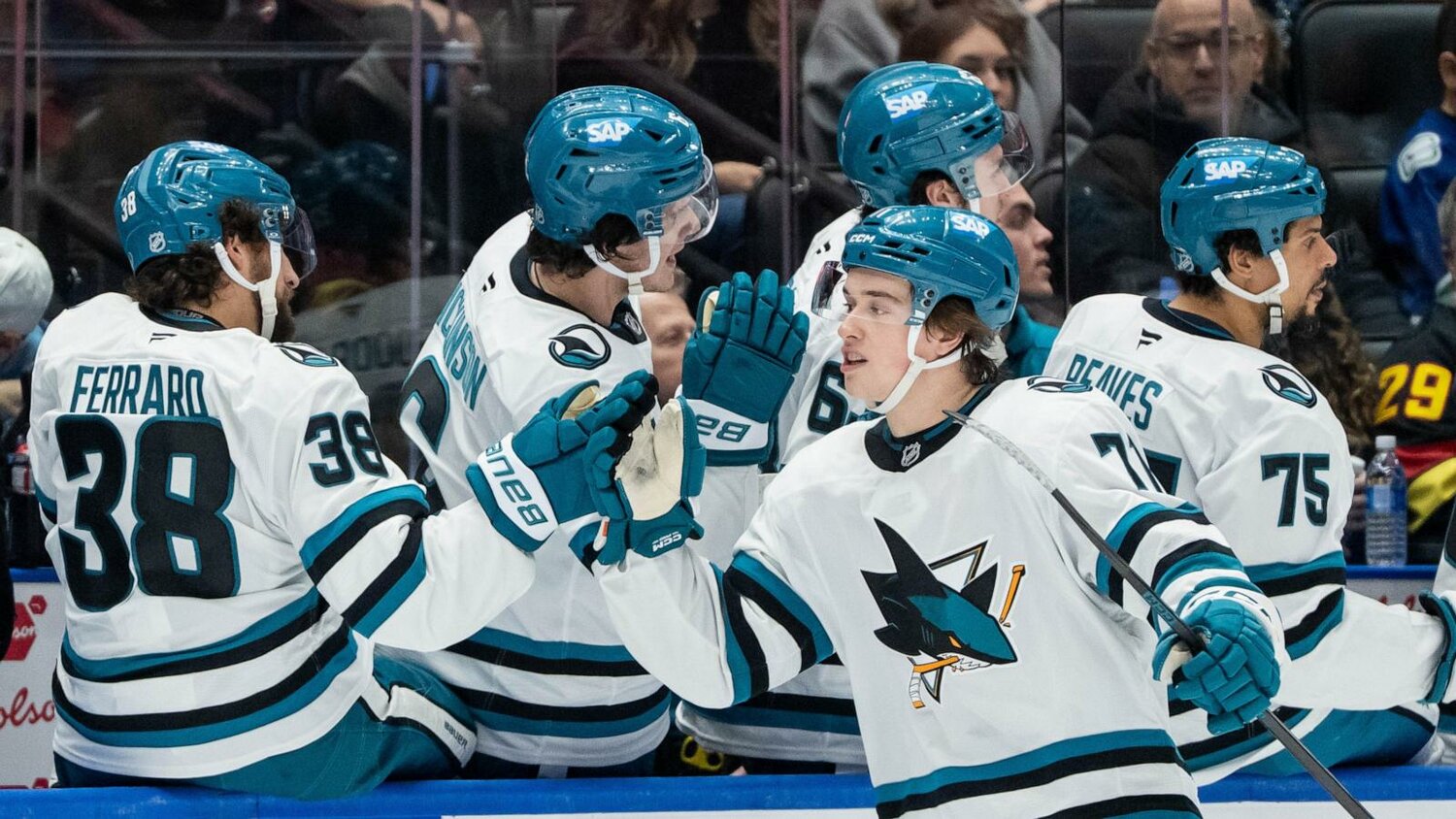 Celebrini gets goal and assist in return home as Sharks top Canucks 6-3 to stop 3-game slide