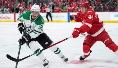 Stars’ winning streak snapped as Red Wings pull away in back-and-forth battle in Detroit