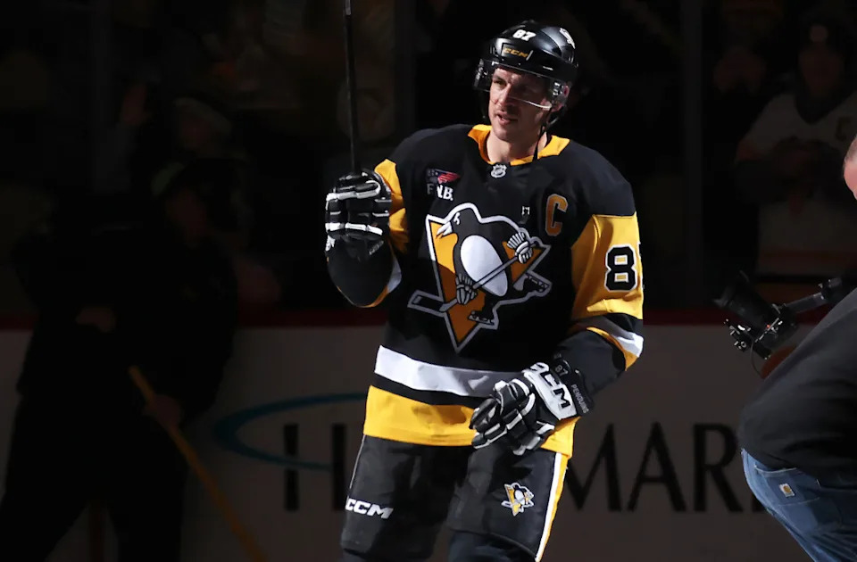 Pittsburgh Penguins center Sidney Crosby (87) is named the number one star of the game against the Montreal Canadiens.Charles LeClaire-Imagn Images