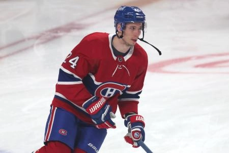 Apr 21, 2022; Montreal, Quebec, CAN; Montreal Canadiens center Tyler Pitlick (24) during the warm-up session before the game against Philadelphia Flyers at Bell Centre. Mandatory Credit: Jean-Yves Ahern-Imagn Images