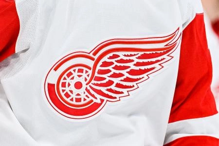 Apr 4, 2023; Montreal, Quebec, CAN; View of a Detroit Red Wings logo on a jersey worn by a member of the team against the Montreal Canadiens during the third period at Bell Centre. Apr 4, 2023; Montreal, Quebec, CAN; View of a Detroit Red Wings logo on a jersey worn by a member of the team against the Montreal Canadiens during the third period at Bell Centre.