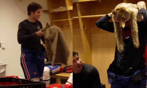 Photo of Alexandre Texier and Kapanen in Canadiens locker room