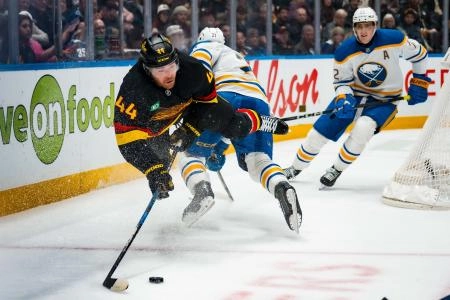 Vancouver Canucks forward Kiefer Sherwood.