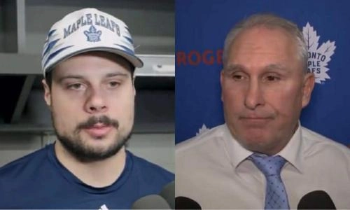 Toronto Maple Leafs captain Auston Matthews (left) and Toronto Maple Leafs head coach Craig Berube (right)