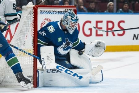 Vancouver Canucks goaltender Thatcher Demko. Vancouver Canucks goaltender Thatcher Demko.