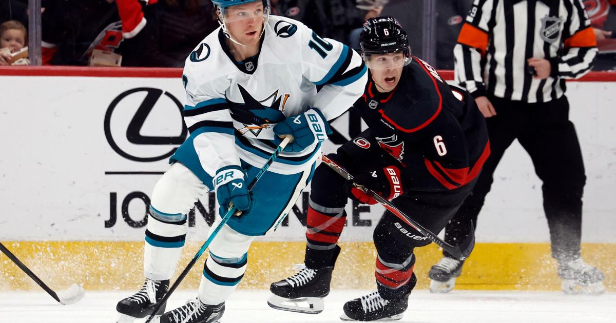 Macklin Celebrini has goal and 2 assists in the Sharks' 4-1 win over the Hurricanes |