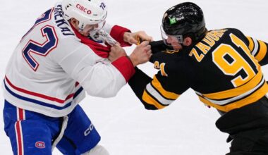 Canadiens score 4 in the 3rd period to turn fight-filled game against rival Bruins into a laugher | National