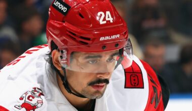 Hurricanes' Seth Jarvis crashes into net, out 'a while' with injury