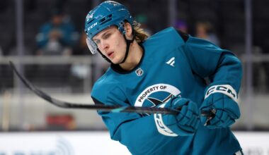 San Jose Sharks' Igor Chernyshov plays with Macklin Celebrini in NHL debut