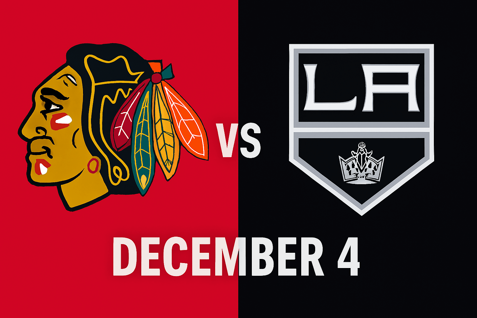 Blackhawks vs Kings December 4