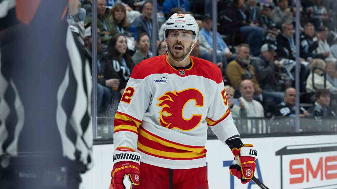 Flames' Weegar receives game misconduct for tapping glass in penalty box