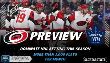 Carolina Hurricanes and Toronto Maple Leafs shown in NHL preview graphic ahead of their upcoming matchup.