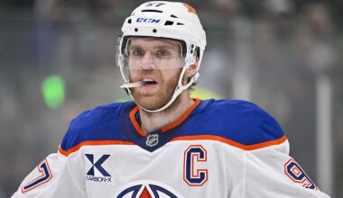 Connor McDavid looks on