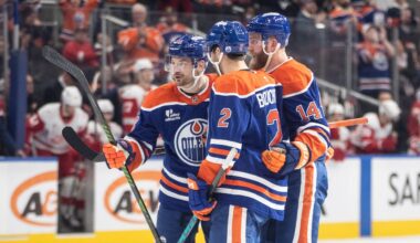 Zach Hyman's hat trick leads Oilers over Red Wings