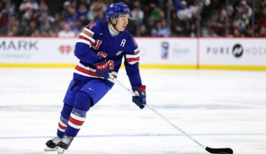 Team USA’s Cole Hutson stretchered off ice against Switzerland at World Juniors