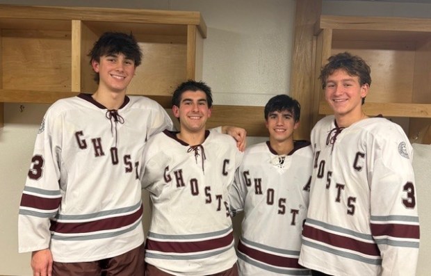Westford Academy's boys hockey captains for the 2025-26 season are, from left, Aidan Koehr, Nick Kane, Cam Hoagland and Peter Burns. (Courtesy photo) 