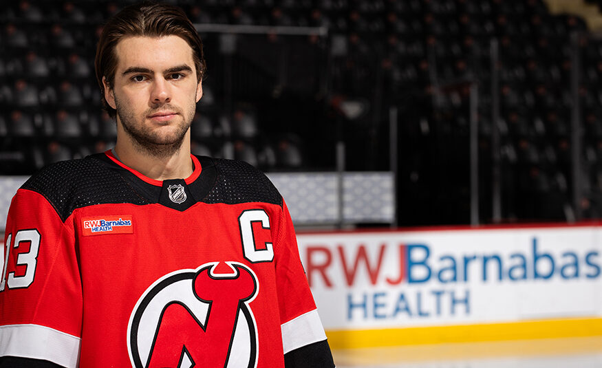 As part of their expanded partnership, RWJBarnabas Health is now the New Jersey Devils' first patch partner. The logo will be featured on all Devils' home jerseys, as shown on New Jersey Devils team captain Nico Hischier's here.