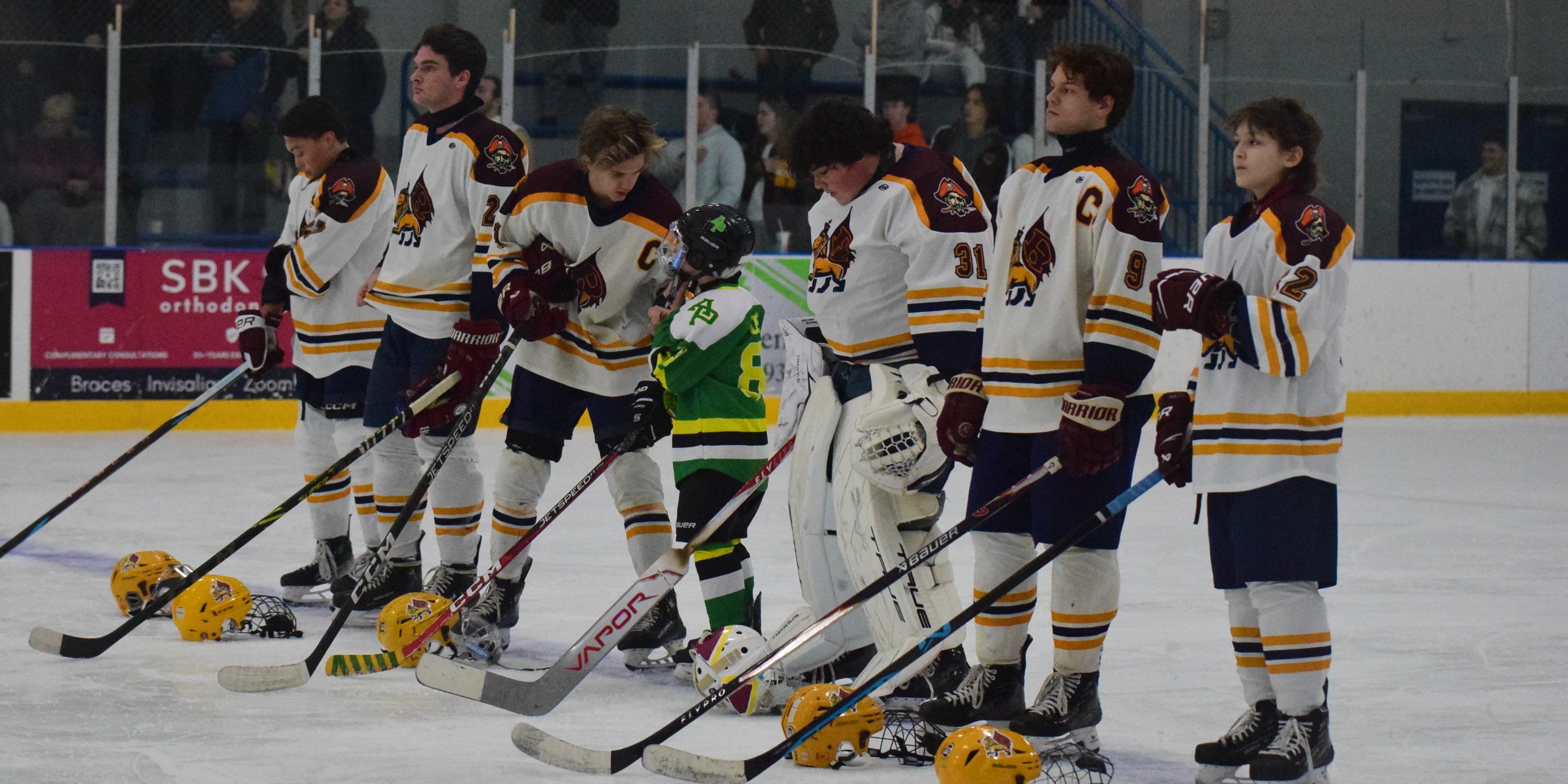 The Riverview-Cabrini United ice hockey team used a big third...