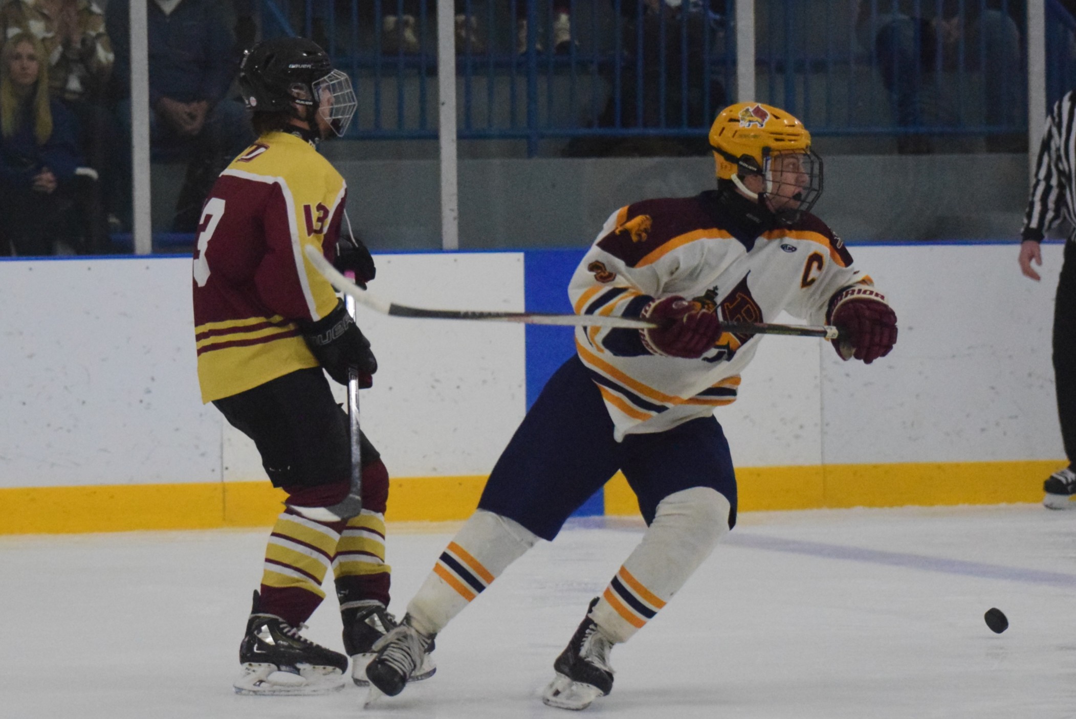 The Riverview-Cabrini United ice hockey team used a big third...