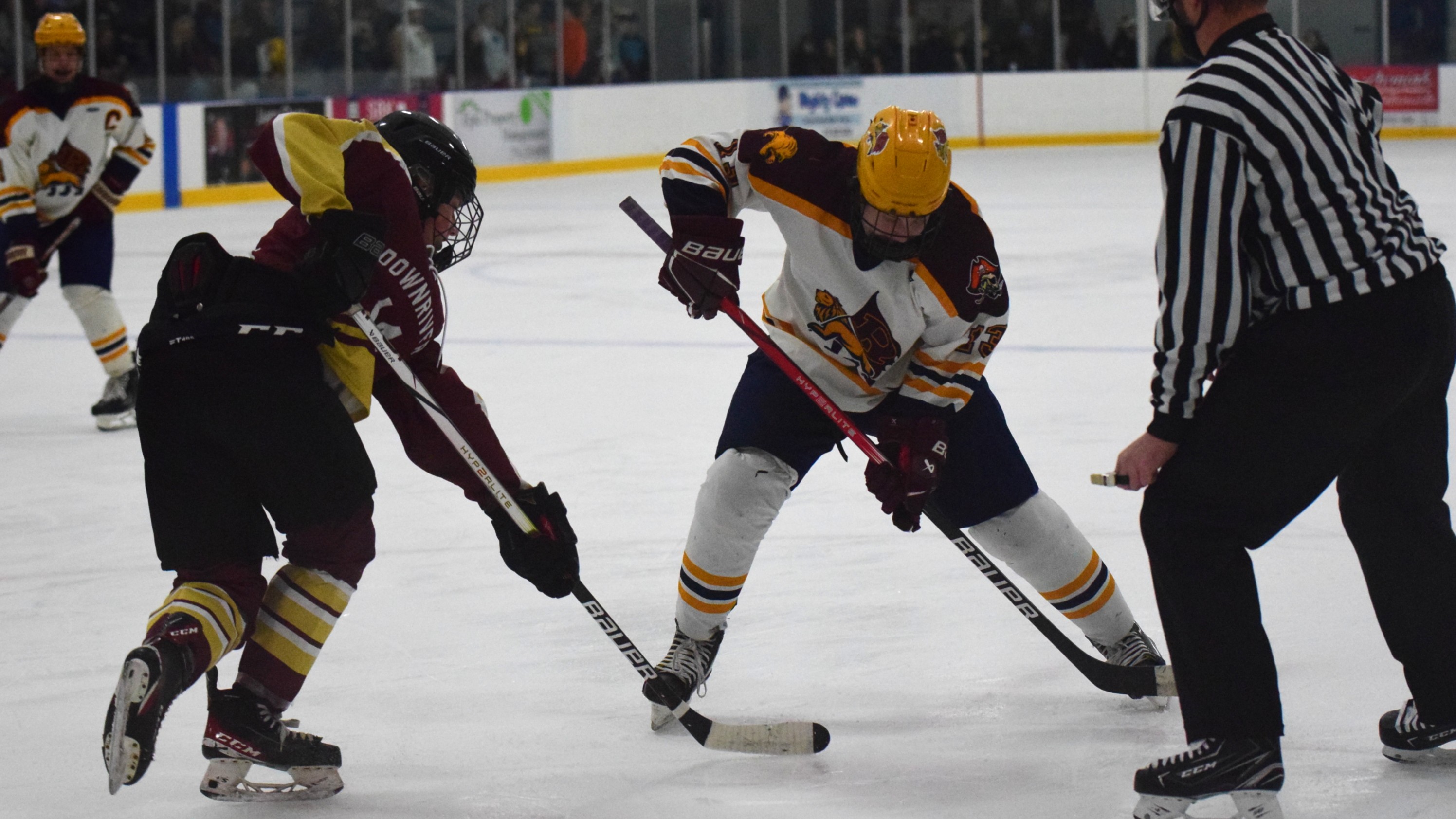 The Riverview-Cabrini United ice hockey team used a big third...