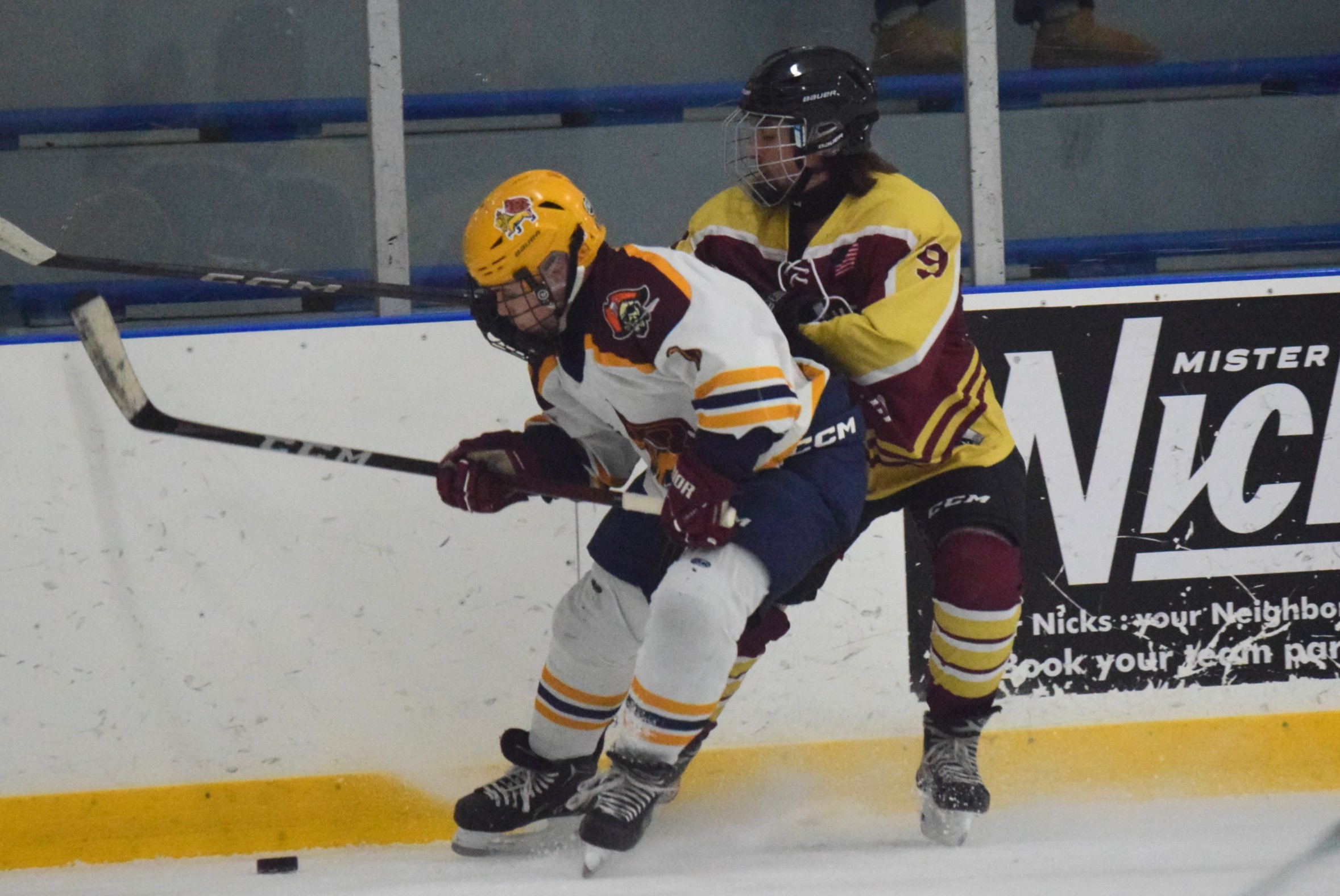 The Riverview-Cabrini United ice hockey team used a big third...