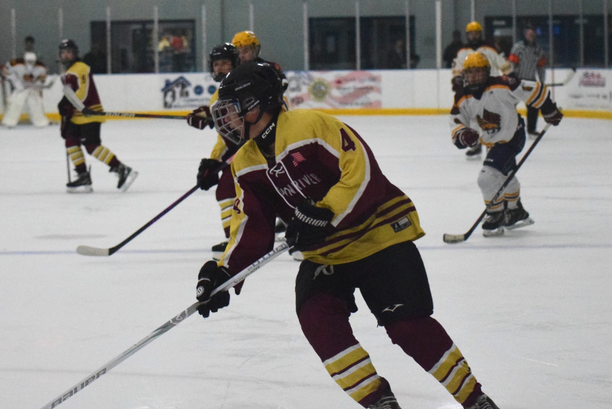 The Riverview-Cabrini United ice hockey team used a big third...