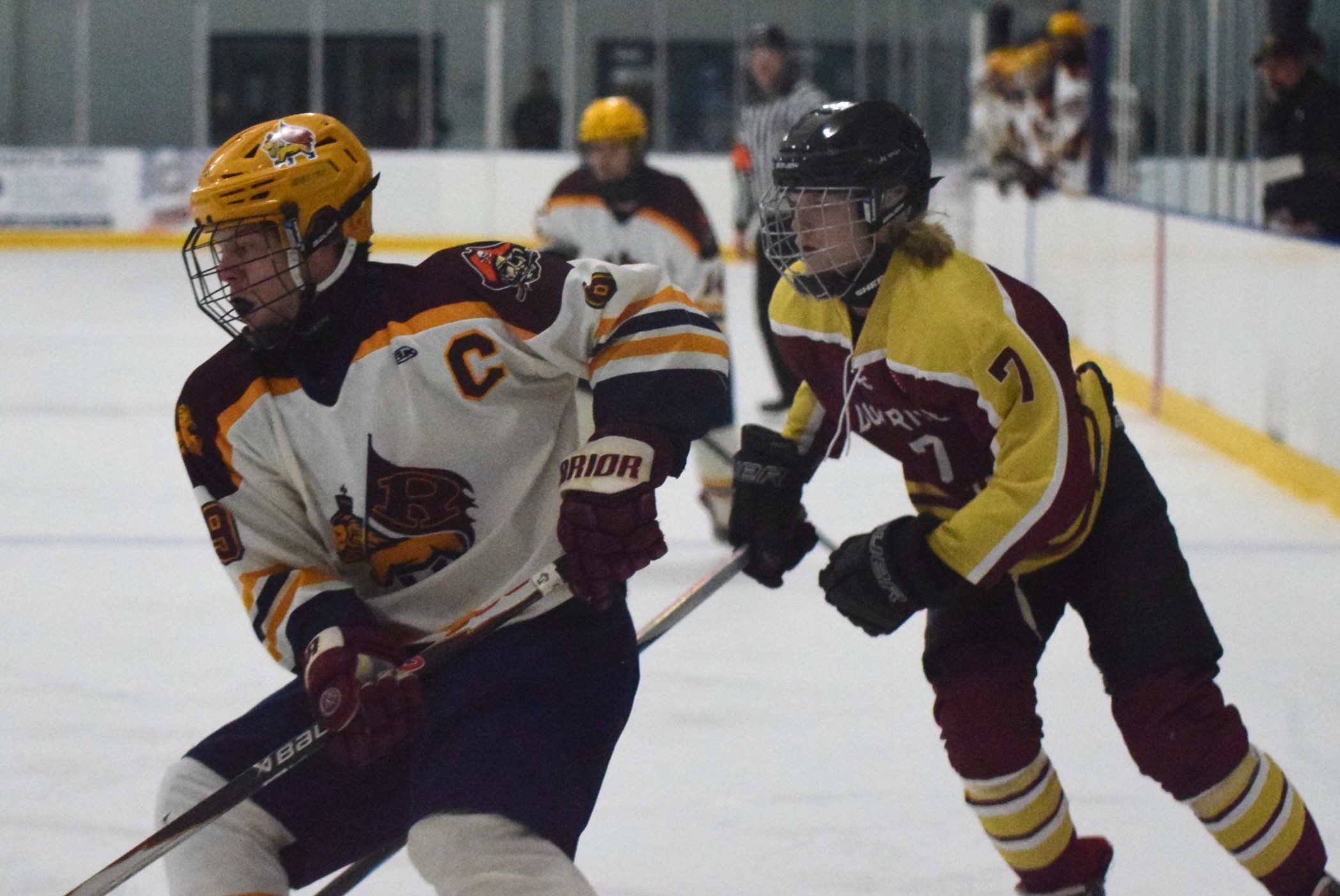 The Riverview-Cabrini United ice hockey team used a big third...