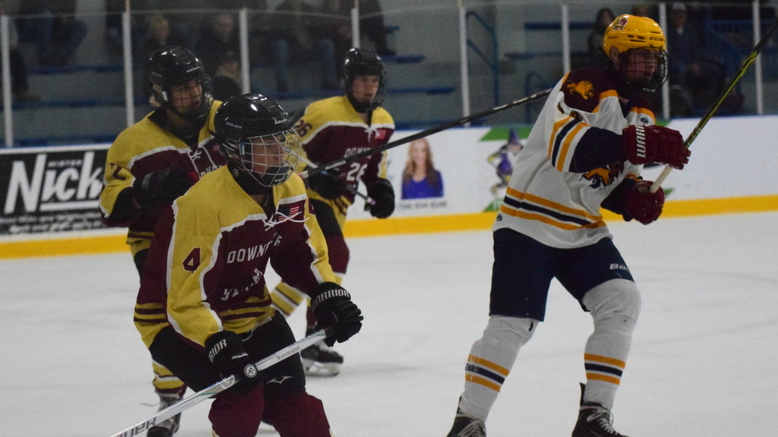 The Riverview-Cabrini United ice hockey team used a big third...