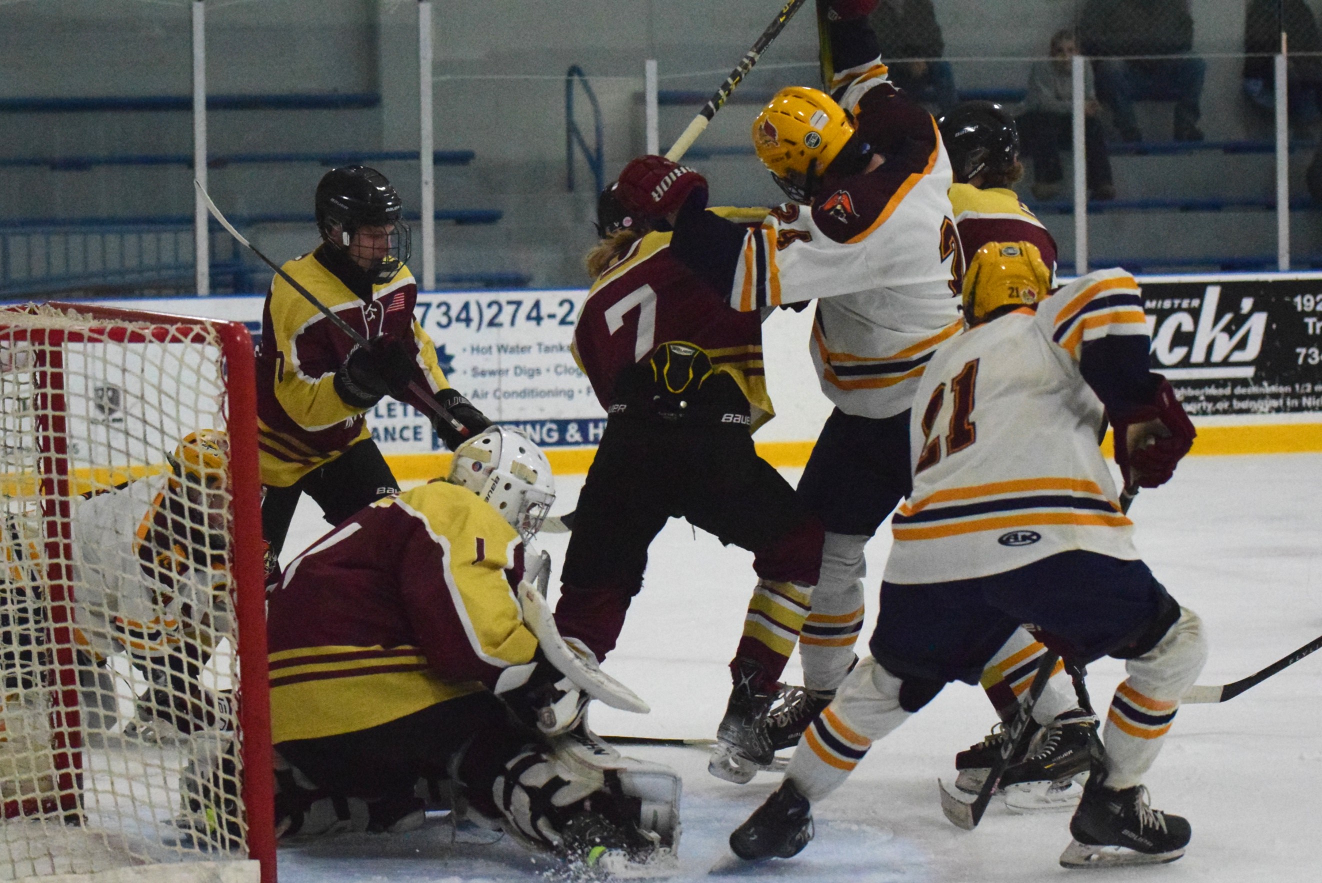 The Riverview-Cabrini United ice hockey team used a big third...